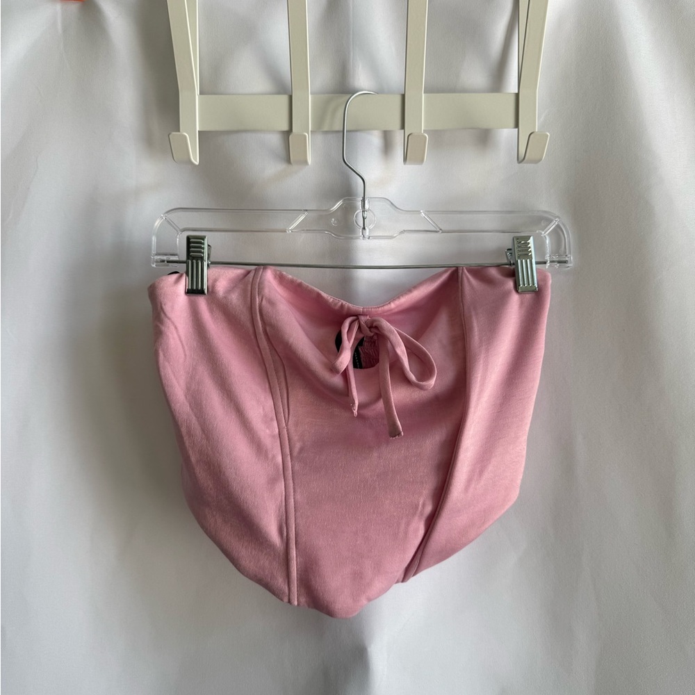 Pink Strapless Corset Style Crop Top